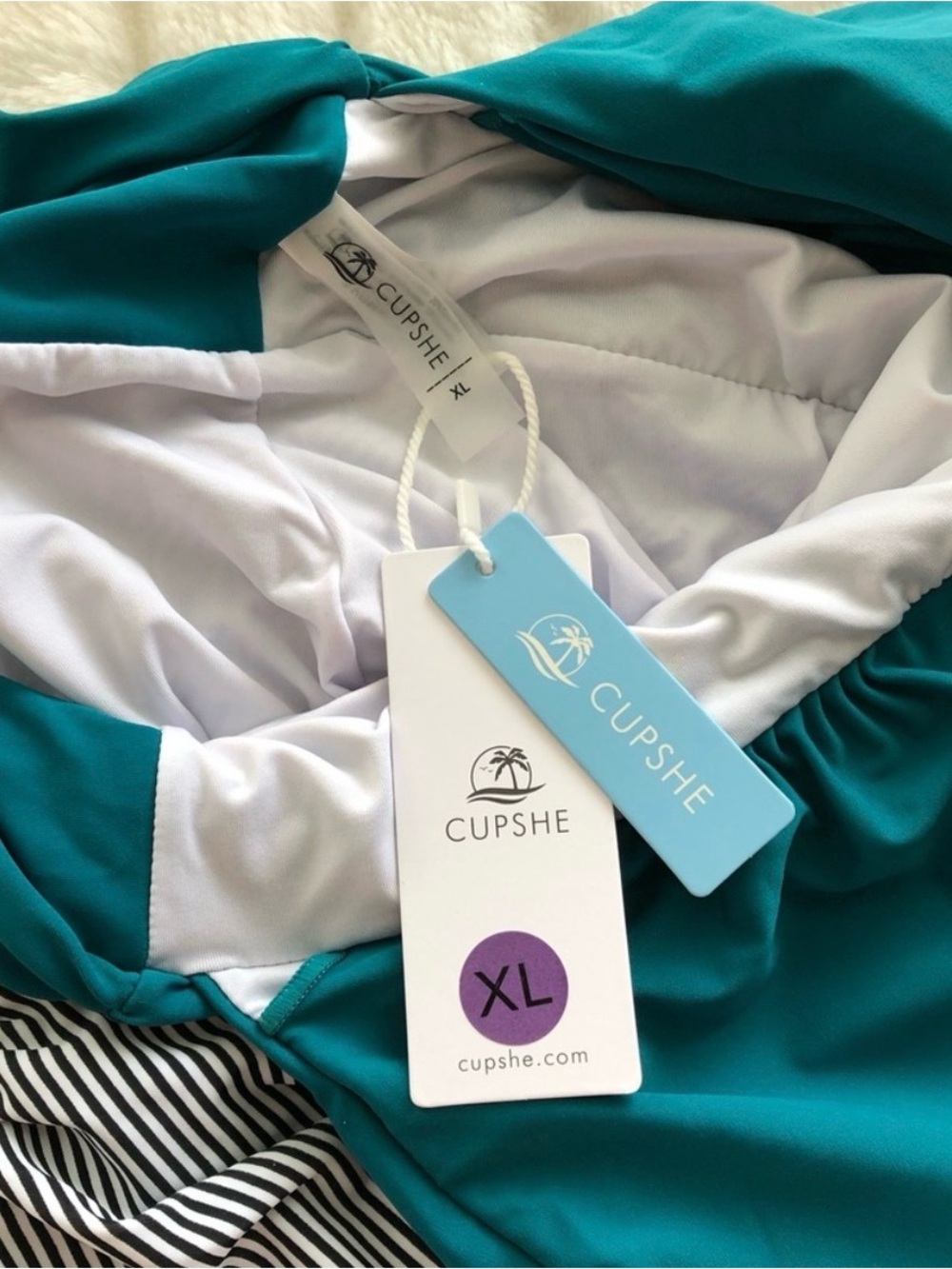 CUPSHE plunging teal halter one-piece NWT - Picture 7 of 7